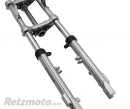 FOURCHE CYCLO EBR POUR PEUGEOT 103-MBK 51 (HYDRAULIQUE ALU ARGENT D28mm) (AVEC FIXATION POUR FREIN A DISQUE) (QUALITE 100% MADE IN ITALY)
